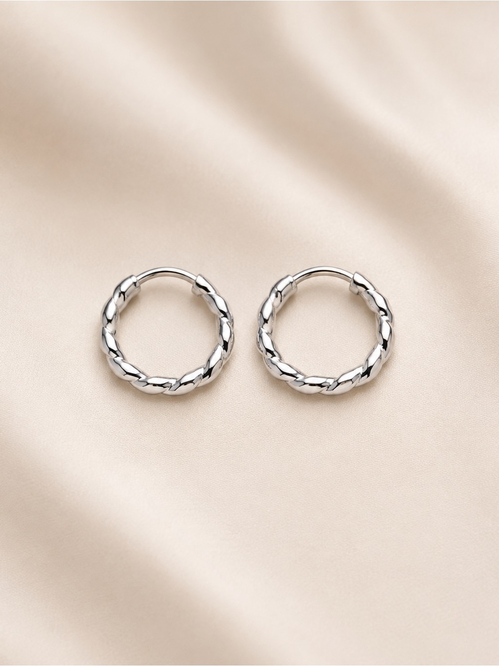 925 Sterling Silver Geometric Plated Hoop Earrings